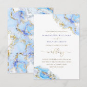 blue ink vloeistofmarmeringuitnodiging kaart (Voorkant / Achterkant)