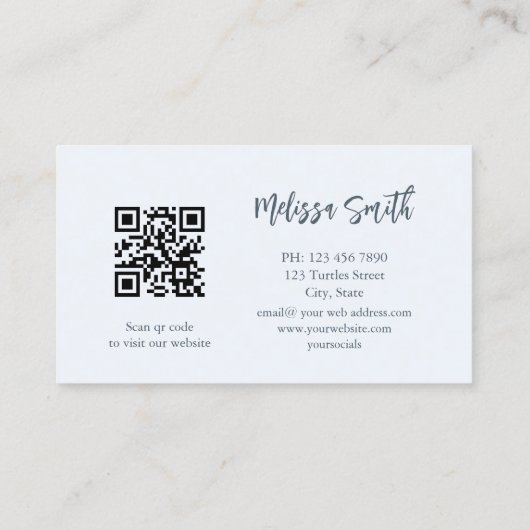 Blue Ink Waterverf Gold Agate Scan QR Code Visitekaartje (Achterkant)