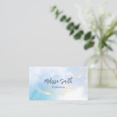 Blue Ink Waterverf Gold Agate Scan QR Code Visitekaartje (Staand voorkant)