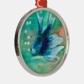 Blue Inky Betta Fish Metalen Ornament (Rechts)