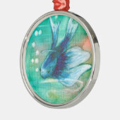 Blue Inky Betta Fish Metalen Ornament (Links)
