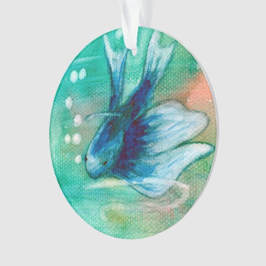 Blue Inky Betta Fish Ornament (voorkant)