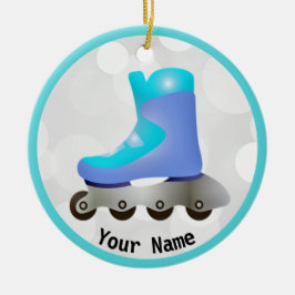 Blue Inline Schaats Design Ceramic Ornament