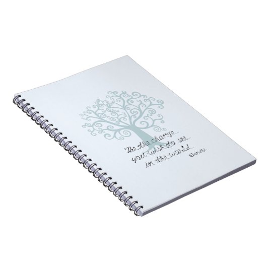 Blue Inspirational Be the Change Tree Notitieboek (Rechterzijde)