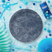 Blue Intricate Marble Texture Wedding Tableware Papieren Bordje (Feest)
