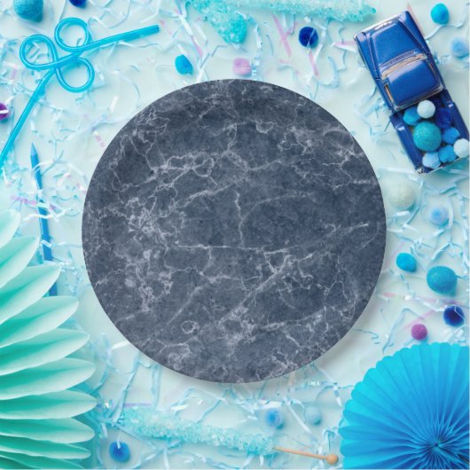 Blue Intricate Marble Texture Wedding Tableware Papieren Bordje (Feest)