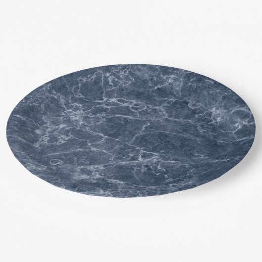 Blue Intricate Marble Texture Wedding Tableware Papieren Bordje (Gekanteld)