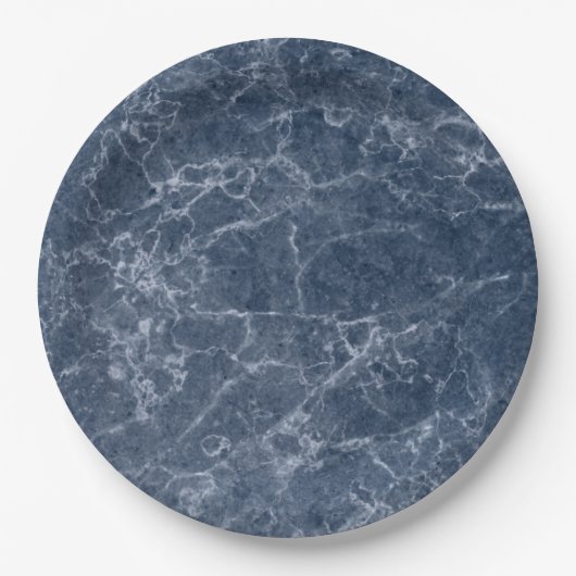 Blue Intricate Marble Texture Wedding Tableware Papieren Bordje (Voorkant)