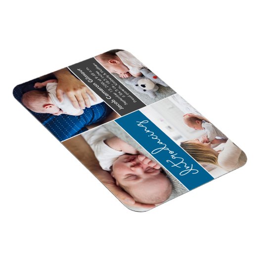 Blue Introduction Baby Custom Photo Collage Magneet (Rechterzijde)