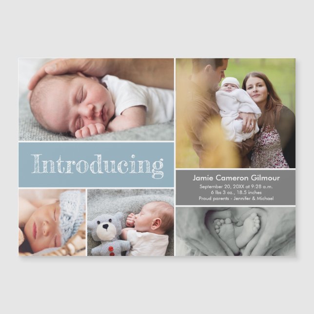 Blue Introduction Baby Photo collage (Voorkant)