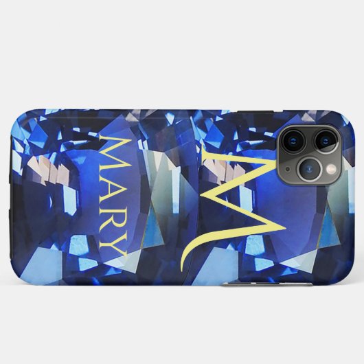 Blue iPhone case facette Gemstone Sapphire (Achterkant (horizontaal))