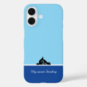 Blue iPhone Case with Cute Kitten Design (Achterkant)