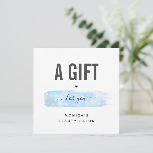 Blue Iridescent Brush Stroke Logo Beauty Makeup (Staand voorkant)