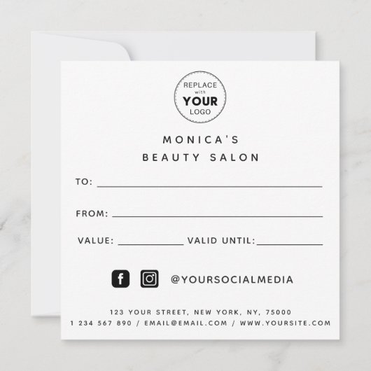 Blue Iridescent Brush Stroke Logo Beauty Makeup (Achterkant)