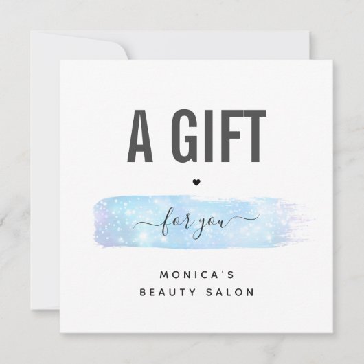 Blue Iridescent Brush Stroke Logo Beauty Makeup (Voorkant)