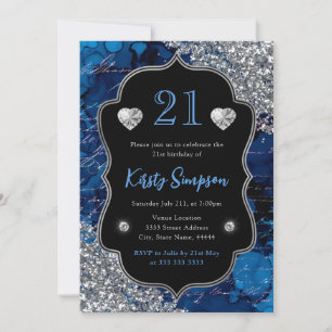 Blue Iridescent Mermaid Letters 21st Birthday Kaart
