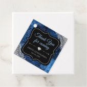 Blue Iridescent Mermaid Letters Quinceanera Bedankjes Labels (In situ)