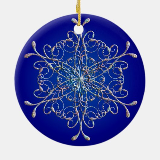 Blue Iridescent Snowflake Ornament (Achterkant)