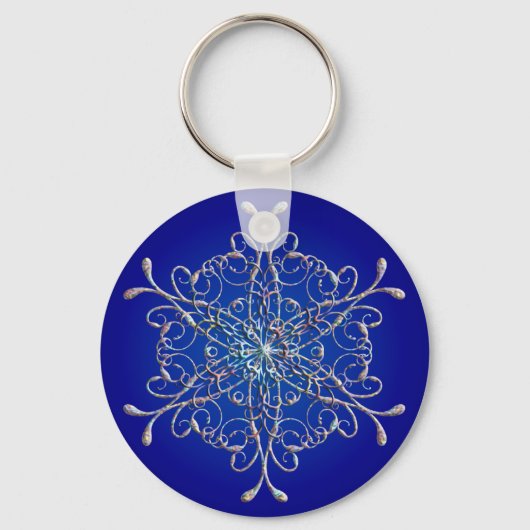 Blue Iridescent Snowflake Sleutelhanger (Voorkant)