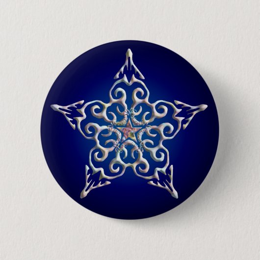Blue Iridescent Star-Button Ronde Button 5,7 Cm (Voorkant)