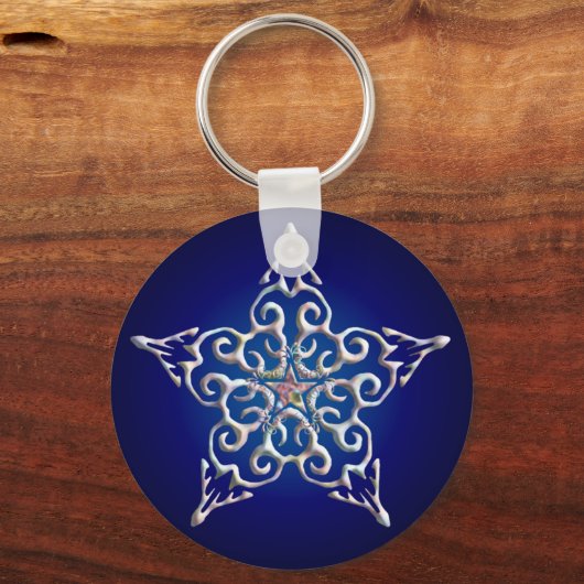 Blue Iridescent Star-Sleutelhanger Sleutelhanger (Voorkant)