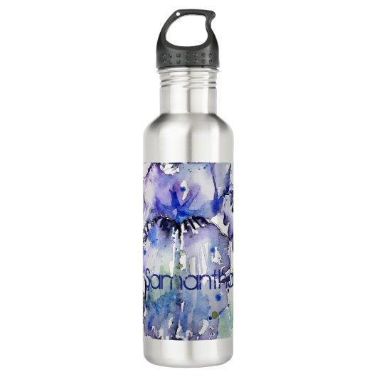 Blue Iris Art bloemenbloem Waterverf vrouwen 710 Waterfles (Voorkant)