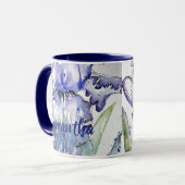 Blue Iris Art bloemenbloem Waterverf vrouwen Mok (Voorkant links)