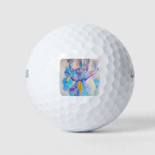 Blue Iris Art Waterverf Design Golfballen (Voorkant)