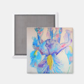 Blue Iris Art Waterverf Design Magneet (Voorkant / Achterkant)