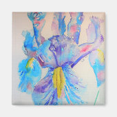 Blue Iris Art Waterverf Design Magneet (Voorkant)