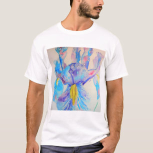 Blue Iris Art Waterverf Design T-shirt