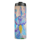 Blue Iris Art Waterverf Design Thermosbeker (Voorkant)