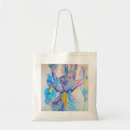 Blue Iris Art Waterverf Design Tote Bag (Voorkant)