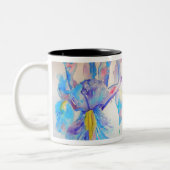 Blue Iris Art Waterverf Design Tweekleurige Koffiemok (Links)