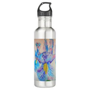 Blue Iris Art Waterverf Design Waterfles