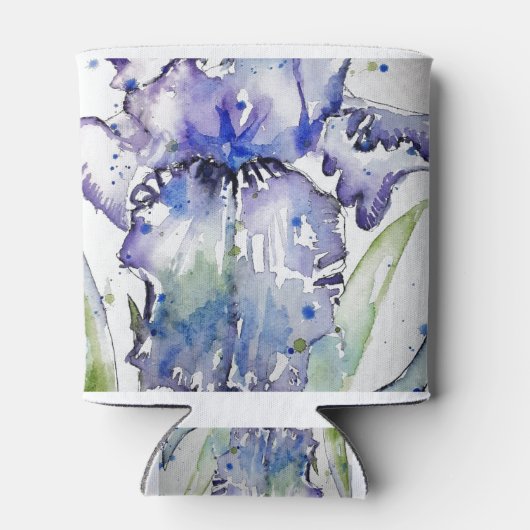Blue Iris Art Waterverf Flower Art Blikjeskoeler (Achterkant)