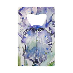 Blue Iris Art Waterverf Flower Art Creditkaart Flessenopener