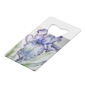 Blue Iris Art Waterverf Flower Art Creditkaart Flessenopener (Achterkant Gekanteld)