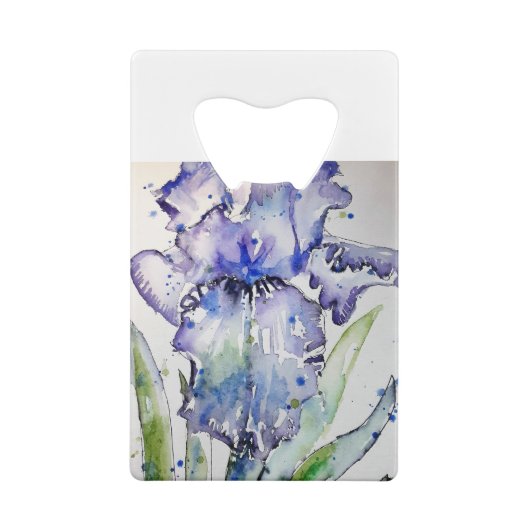 Blue Iris Art Waterverf Flower Art Creditkaart Flessenopener (Achterkant)