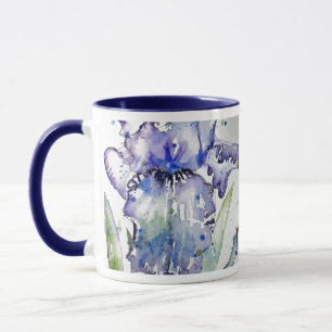 Blue Iris Art Waterverf Flower Art Mok