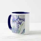 Blue Iris Art Waterverf Flower Art Mok (Voorkant links)