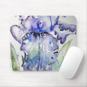 Blue Iris Art Waterverf Flower Art Muismat (Met muis)