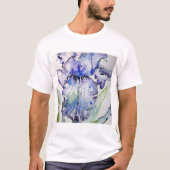 Blue Iris Art Waterverf Flower Art T-shirt (Voorkant)
