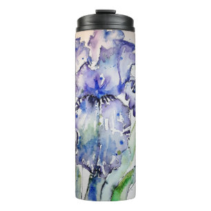 Blue Iris Art Waterverf Flower Art Thermosbeker