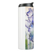 Blue Iris Art Waterverf Flower Art Thermosbeker (Gedraaid links)