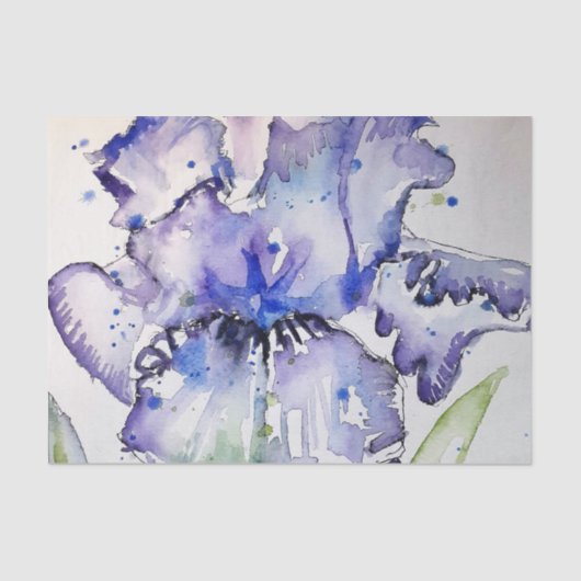 Blue Iris Art Waterverf Flower Art Tissuepapier (Voorkant)