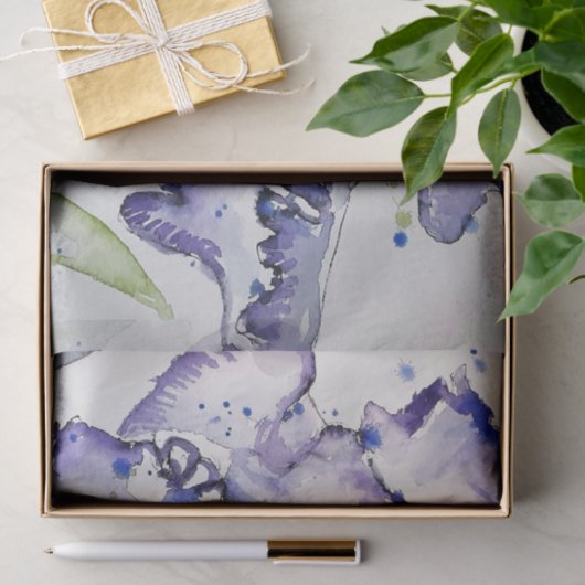 Blue Iris Art Waterverf Flower Art Tissuepapier (Geschenk)