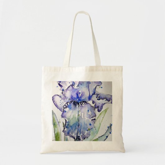 Blue Iris Art Waterverf Flower Art Tote Bag (Voorkant)