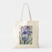 Blue Iris Art Waterverf Flower Art Tote Bag (Achterkant)