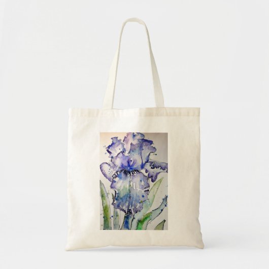 Blue Iris Art Waterverf Flower Art Tote Bag (Voorkant)